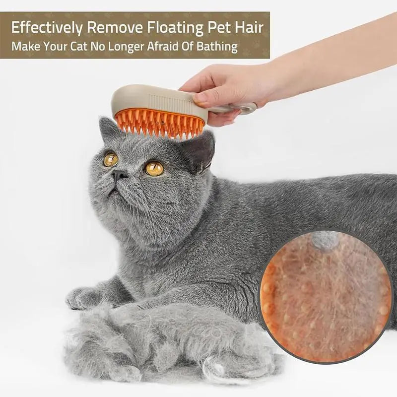 3-in-1 Gentle Pet Steam & Massage Brush — Hydrating De-Shedding Care for Cats & Dogs