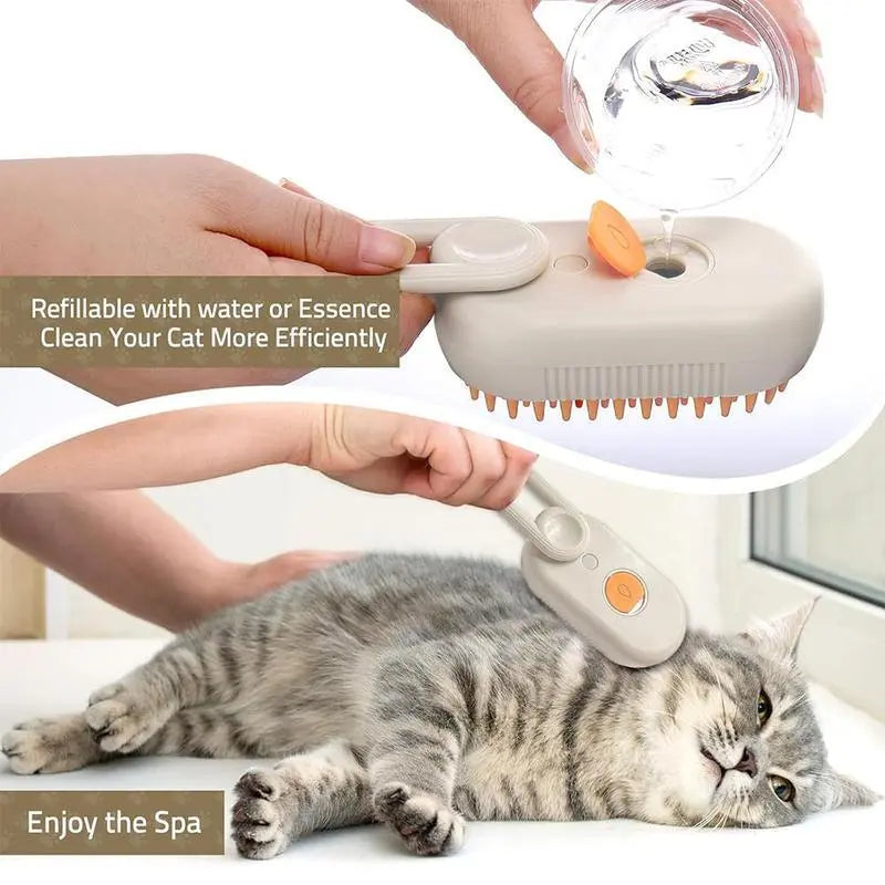 3-in-1 Gentle Pet Steam & Massage Brush — Hydrating De-Shedding Care for Cats & Dogs