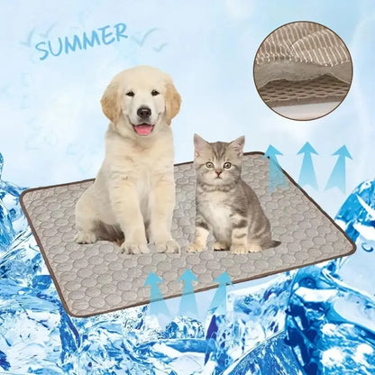 Portable Pet Cooling Mat, Breathable Pet Bed with Gel Ice Bricks, Summer Cooling Pad for Outdoor, Car Seat, Dog & Cat Furniture, Bedding Mat, Shaped Beds