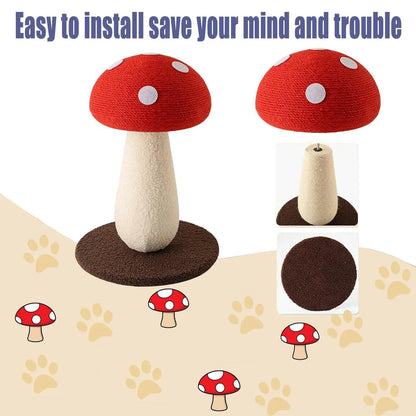 Extra-Large Mushroom-Shaped Cat Tree with Sisal Scratching Post for Indoor Cats Home Natural