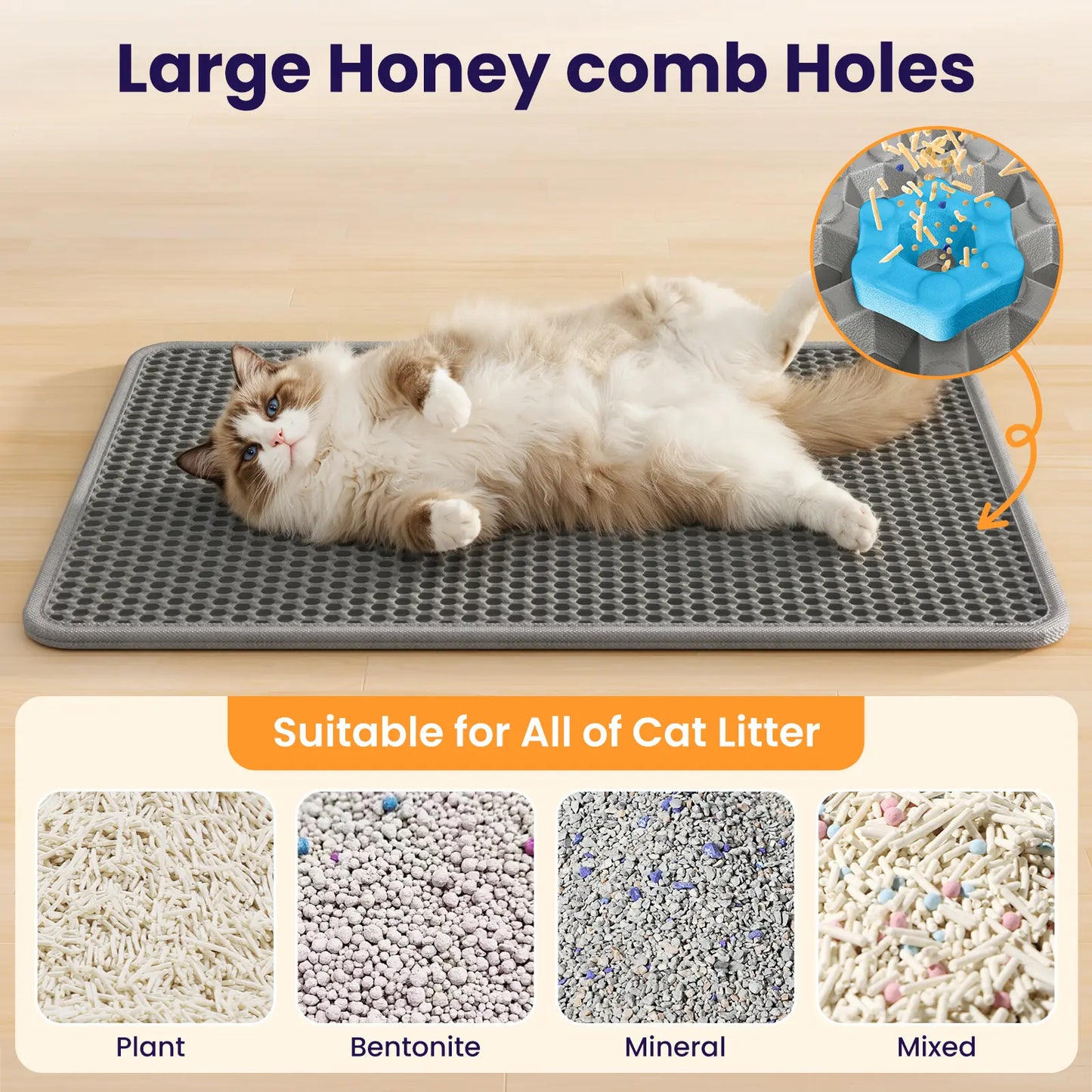 Soft Leakproof EVA Cat Litter Mat with Double-Layer Honeycomb Design for Easy Cleaning and Floor Protection