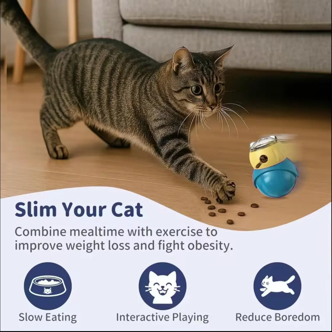 Adjustable Treat-Dispensing Interactive Toy for Cats & Small Dogs - Slow Feeder, Safe Material IQ Training Mental Stimulation Toy, Pet Enrichment Gift for Summervibes Pet Lovers, Treat-Dispensing Interactive Toys