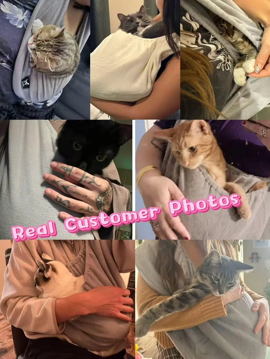 PAWPUBBY Hands-Free Cuddler Cat Sling Carrier Backpack - Soft Fleece Fabric, Breathable, Collar-Compatible, Elastic Band, Solid Design, Fits up to 18Lbs, Secure, Ideal for Home & Travel, Includes Collar & Harness, Pet Accessory, Breathable Seat Covers, Se