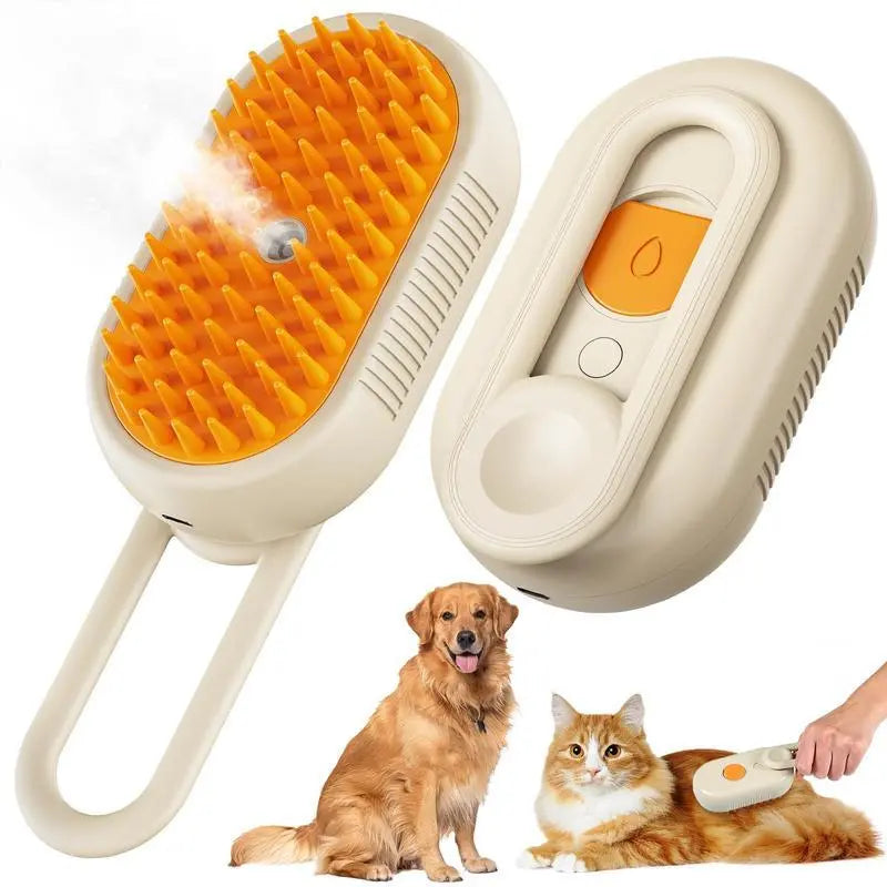 3-in-1 Gentle Pet Steam & Massage Brush — Hydrating De-Shedding Care for Cats & Dogs