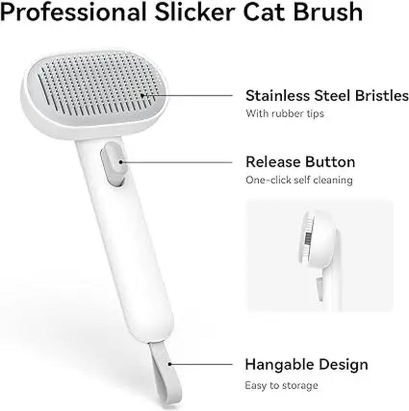 Cat Brush with Release Button for Long or Short Haired Cats - Cat Grooming Brush