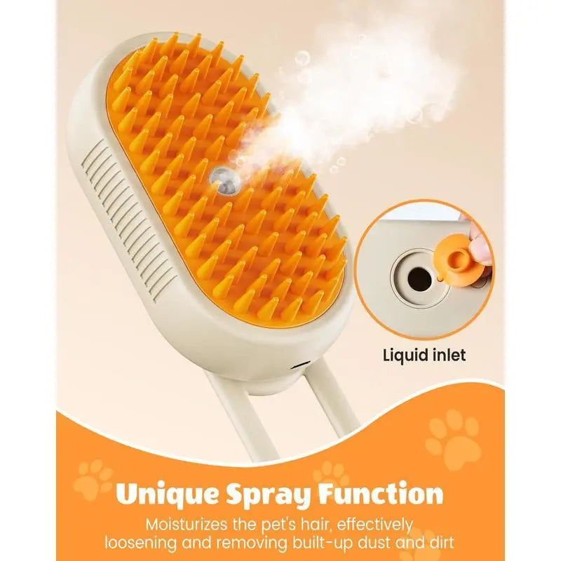 3-in-1 Gentle Pet Steam & Massage Brush — Hydrating De-Shedding Care for Cats & Dogs