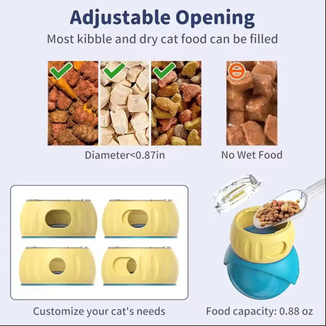 Adjustable Treat-Dispensing Interactive Toy for Cats & Small Dogs - Slow Feeder, Safe Material IQ Training Mental Stimulation Toy, Pet Enrichment Gift for Summervibes Pet Lovers, Treat-Dispensing Interactive Toys