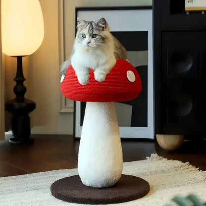 Extra-Large Mushroom-Shaped Cat Tree with Sisal Scratching Post for Indoor Cats Home Natural