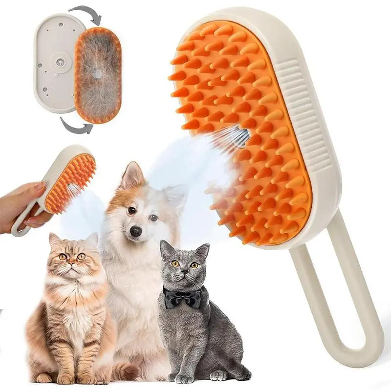 3-in-1 Gentle Pet Steam & Massage Brush — Hydrating De-Shedding Care for Cats & Dogs