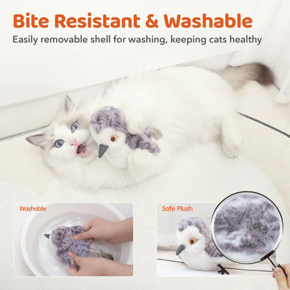 Potaroma Cat Toys Flapping Sandpiper, Lifelike Bird Chirp Tweet, Interactive Cat Exercise Toys, Touch-Activated Kitten Toy Rechargeable
