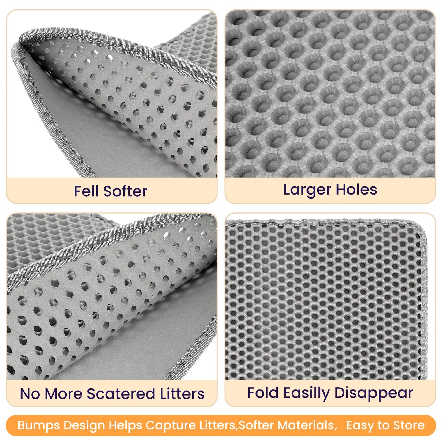 Soft Leakproof EVA Cat Litter Mat with Double-Layer Honeycomb Design for Easy Cleaning and Floor Protection