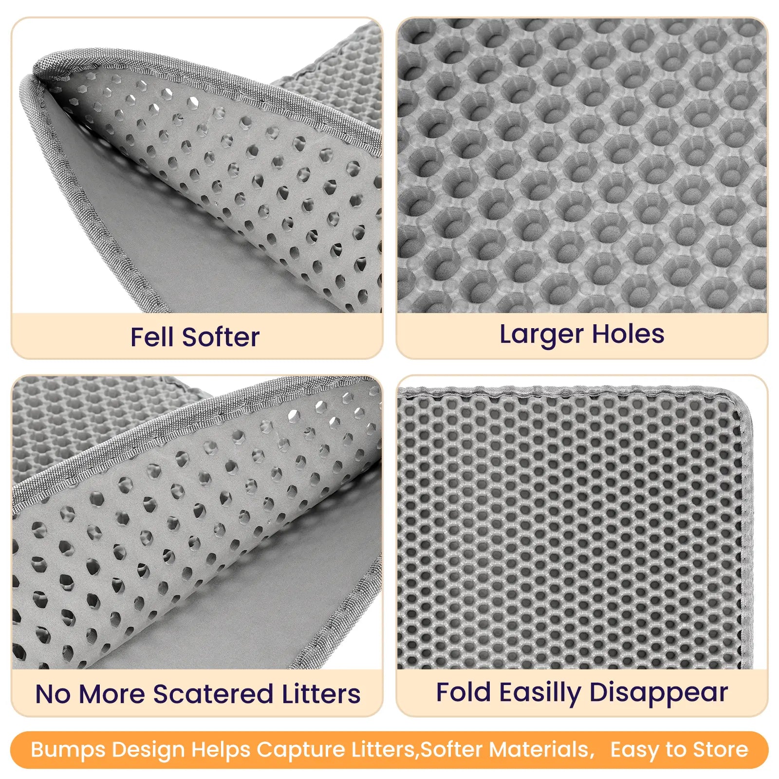 Soft Leakproof EVA Cat Litter Mat with Double-Layer Honeycomb Design for Easy Cleaning and Floor Protection