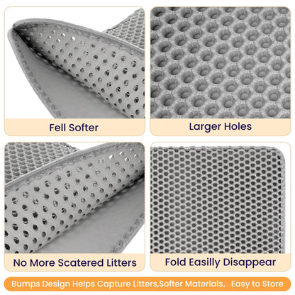 Soft Leakproof EVA Cat Litter Mat with Double-Layer Honeycomb Design for Easy Cleaning and Floor Protection