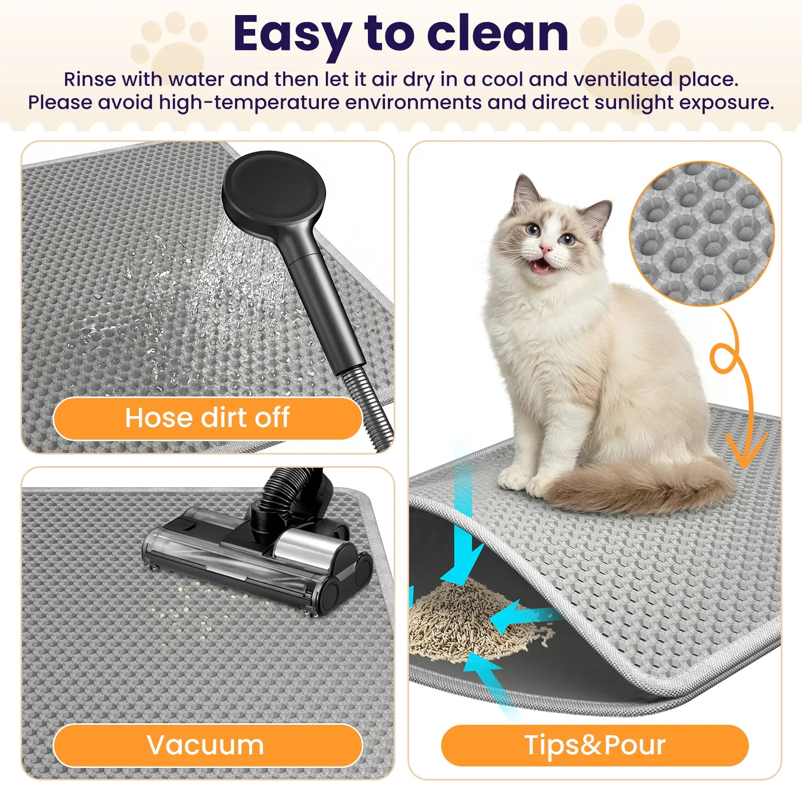 Soft Leakproof EVA Cat Litter Mat with Double-Layer Honeycomb Design for Easy Cleaning and Floor Protection