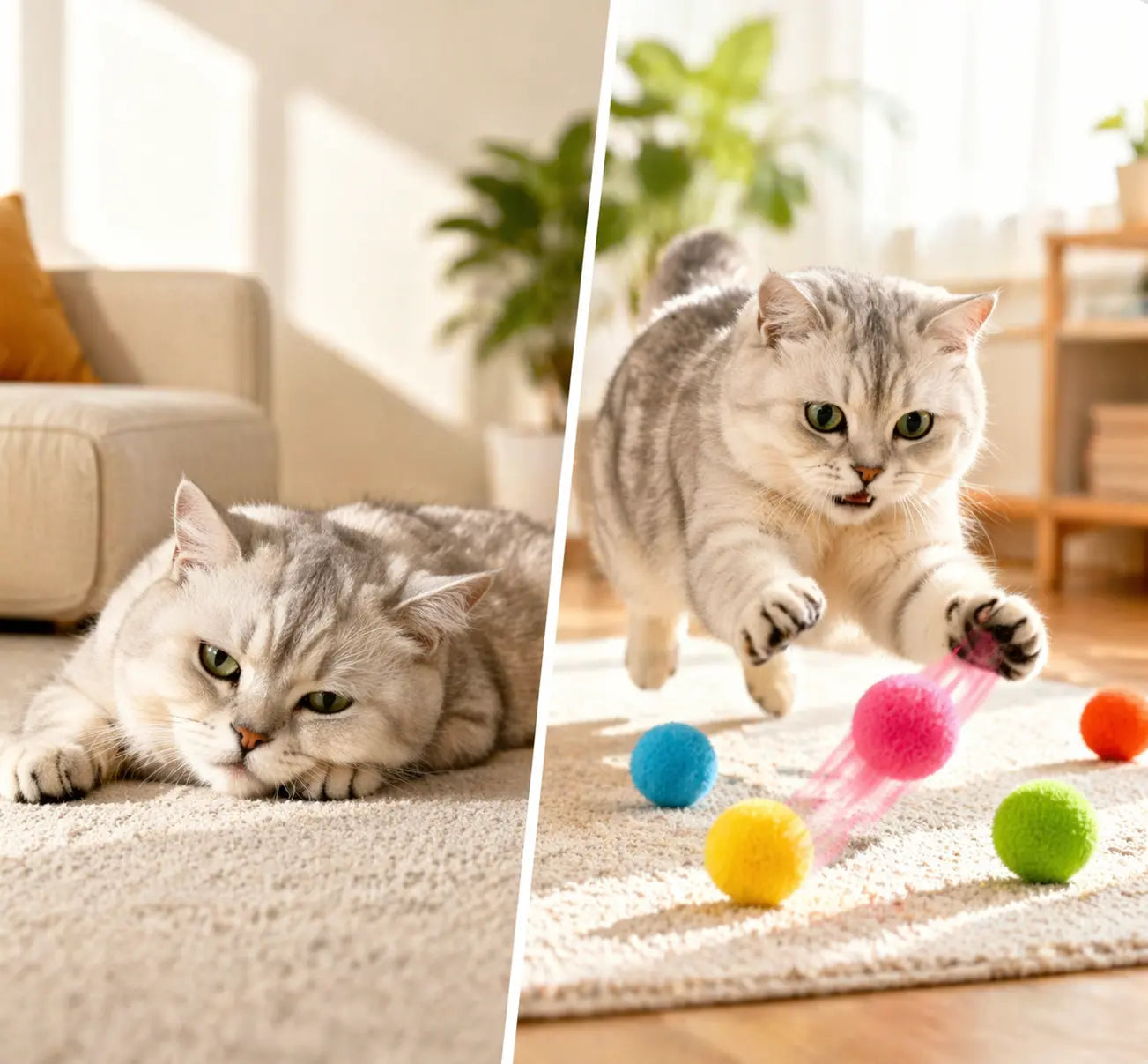 Cat Toy Launcher with 20 Plush Balls – Interactive Indoor Play Gun for Cats, Random Colors
