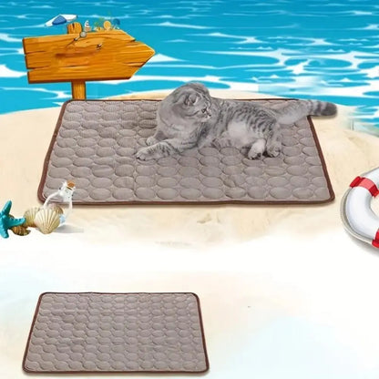 Portable Pet Cooling Mat, Breathable Pet Bed with Gel Ice Bricks, Summer Cooling Pad for Outdoor, Car Seat, Dog & Cat Furniture, Bedding Mat, Shaped Beds