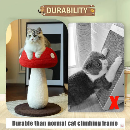 Extra-Large Mushroom-Shaped Cat Tree with Sisal Scratching Post for Indoor Cats Home Natural